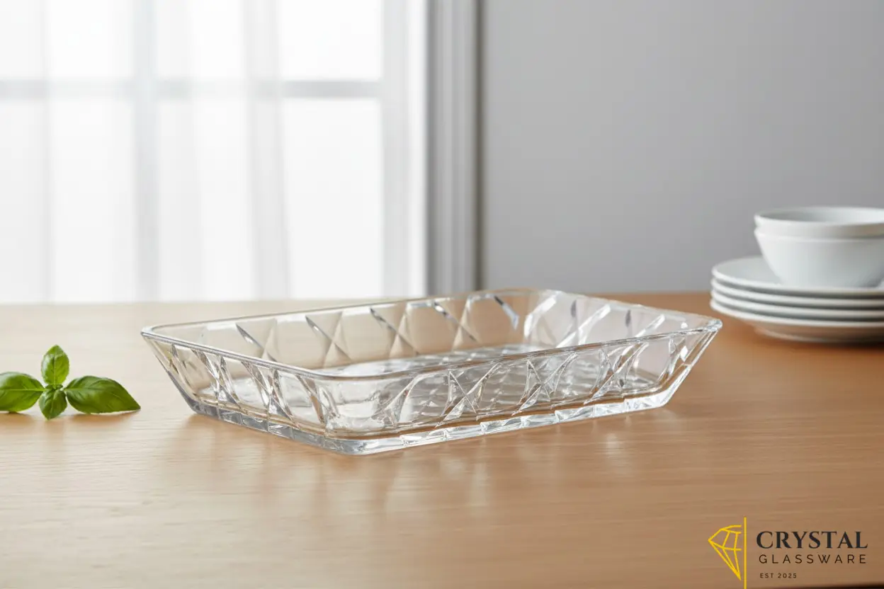 Delisoga rectangular serving tray features a diamond-cut pattern designed 
